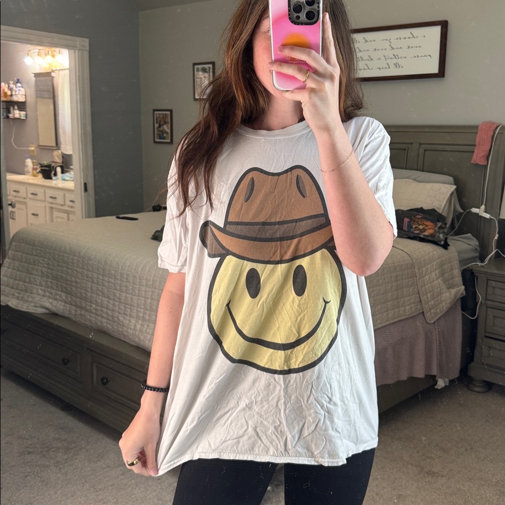 Project Social T White Smiley Face Tee